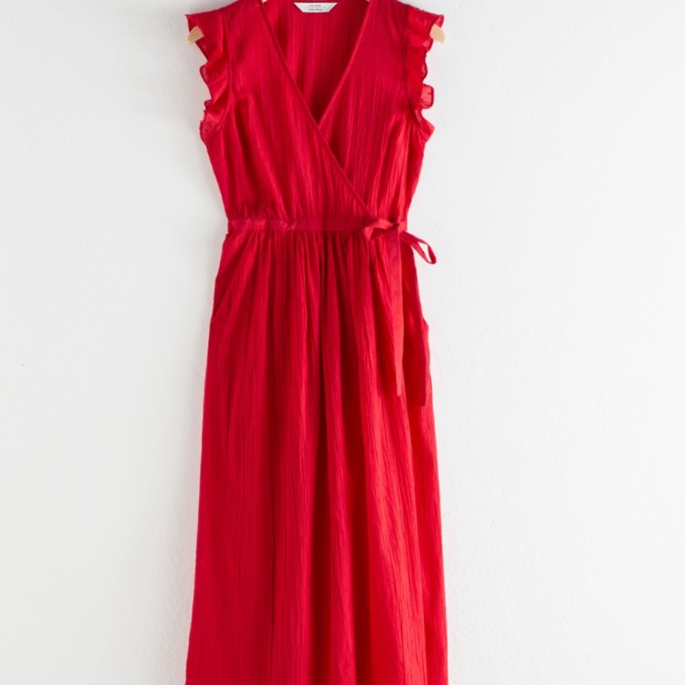 ISO & Other Stories cotton crepe midi wrap dress!